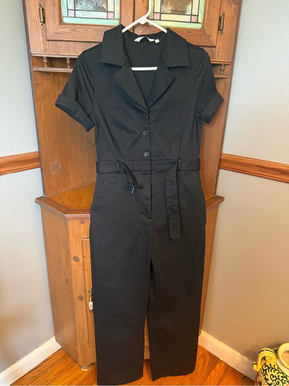 Black Short-Sleeve Utility Jumpsuit